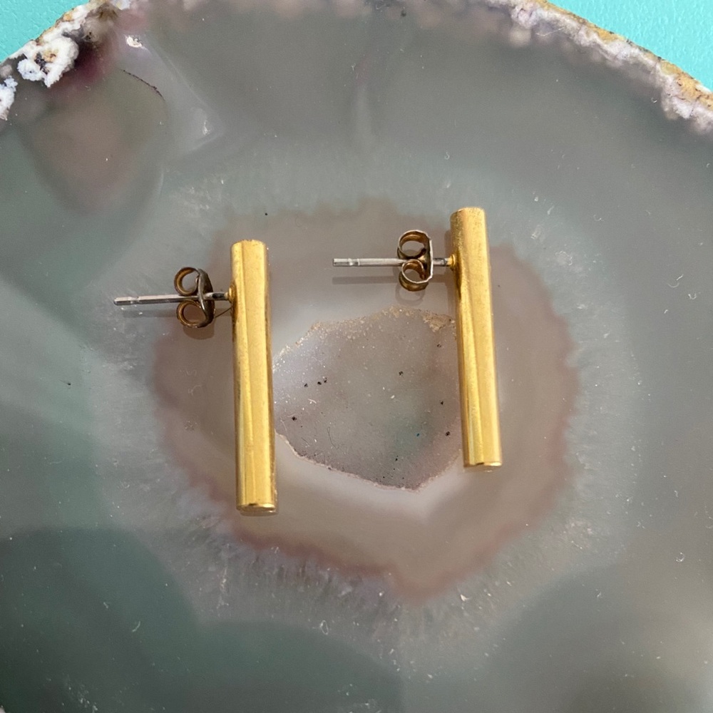 Vintage Solid Brass Earrings - image 2